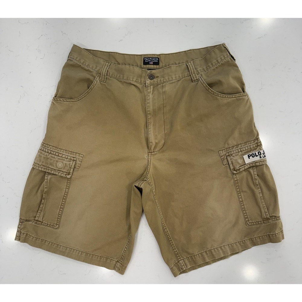 Vintage Y2K Polo Jeans Co. Ralph Lauren Men's  Khaki Cargo Shorts 90's Size 38